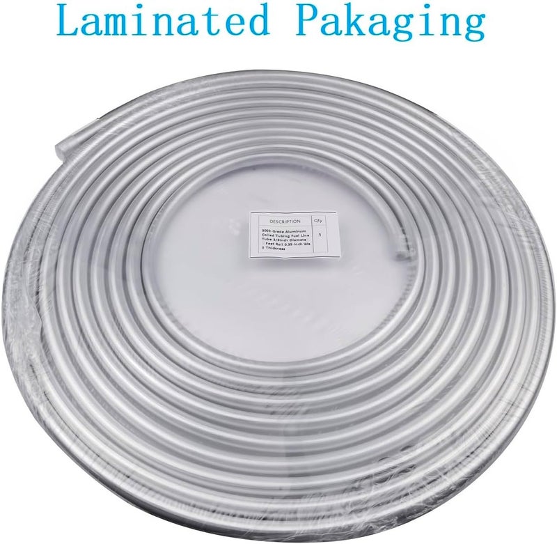 Shonee 3/8 Fuel Line, 3003 Grade Aluminium Tubing for Brake Line, Metal Coiled Gas Line, Refrigeration [OD:3/8"][ Wall Thickness:0.035"][L:10ft] - Image 4